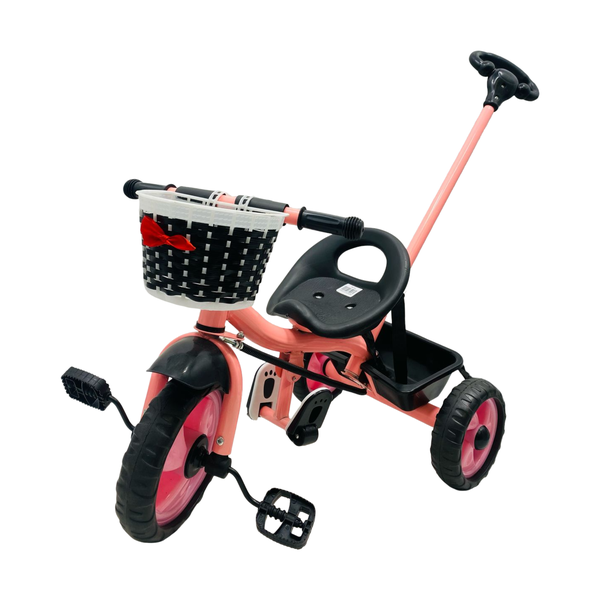 Kids Scooter with Push Bar - 3 Wheel Tricycle Design