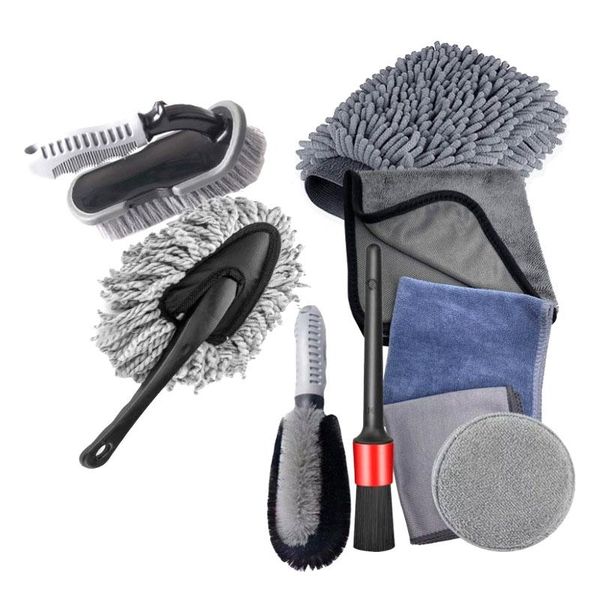 BasicX 9 Piece Car Wash Kit - Tire Brush, Microfiber Towel &amp; Wash Gloves