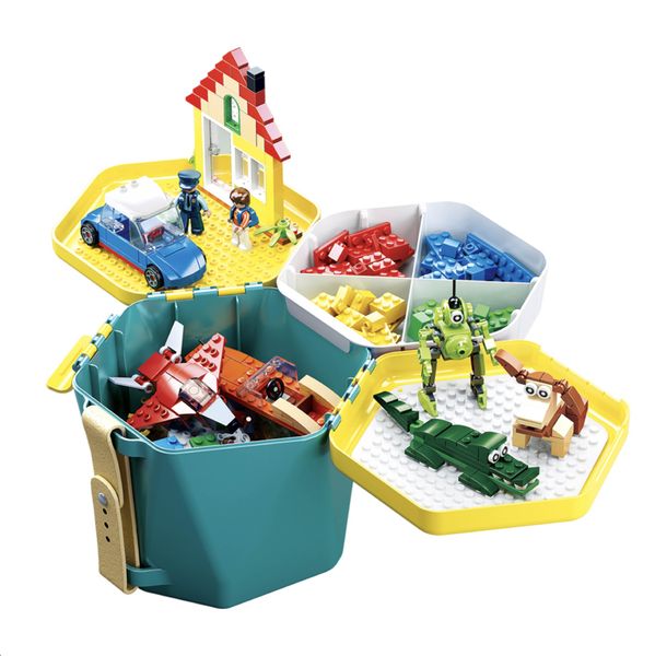 Sluban Blue Block Bucket &amp; Building Bricks Set: 334 Building Bricks