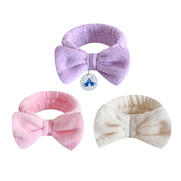 ALANES 3 Packs Bow Headband Set Absorbent Face Wash Waterproof Hair Band