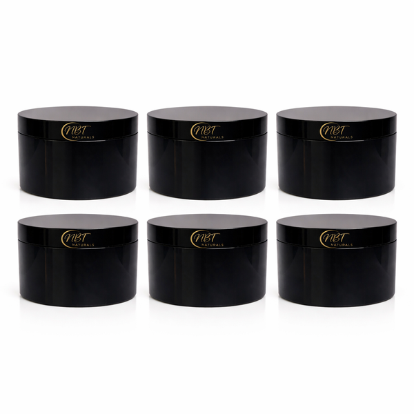 NBT Naturals -Cosmetic Jar&amp;Lid (70 mm neck)- 125g - Black &amp;Black Lid-6 Pack