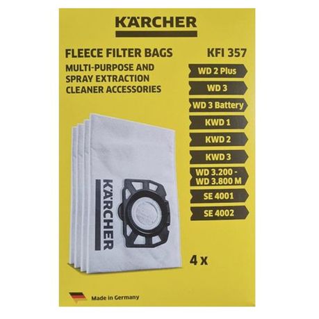 Karcher Fleece Filter Bag KFI 357 (4pcs/Box) for WD 3 V 17/4/20