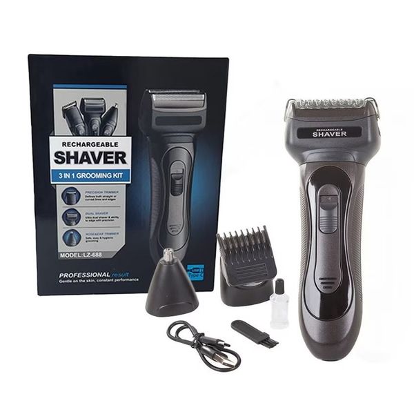 Mens Rechargeable Electric Shaver 3 in 1 Grooming Set Hair Beard
