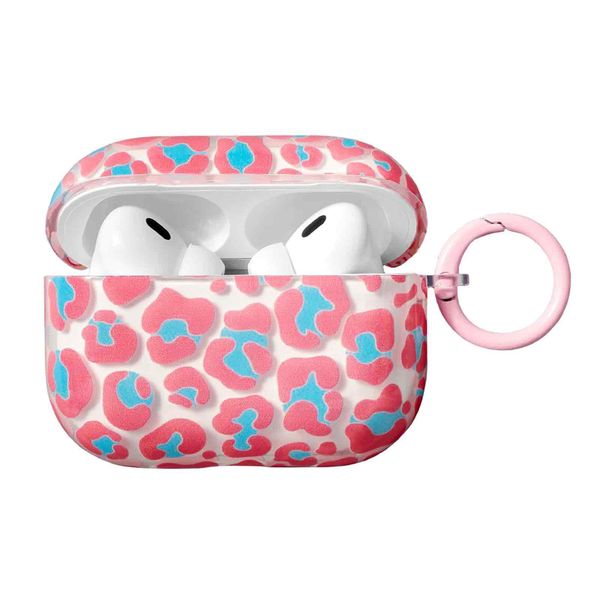 Cute Leopard Print Clear Case with Keychain Compatible with Airpods Pro 3
