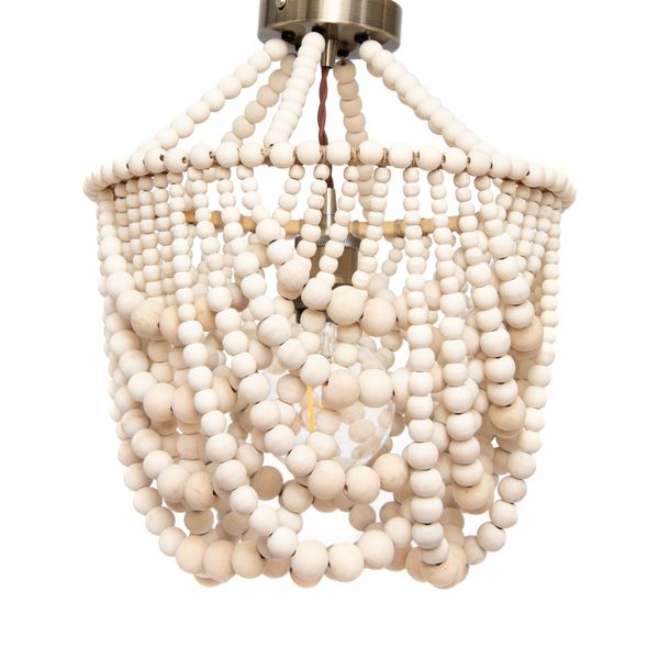 Jenny Single Draped Beaded Chandelier - Natural - 40cm
