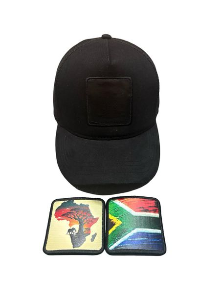 Black Cotton Trucker Cap with Interchangeable Patches