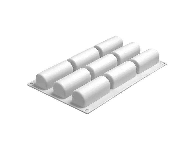 9-Cavity Rod Design Silicone Dessert Mold - White