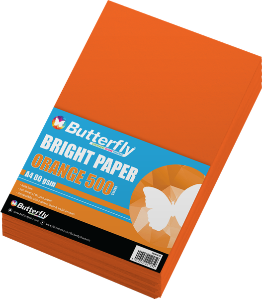 Butterfly A4 Bright Paper - 80Gm - Orange