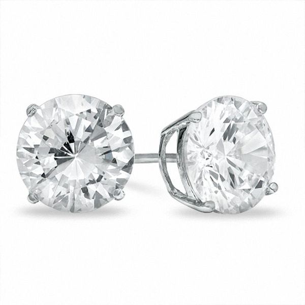 Genuine Sterling Silver 925 6mm Cubic Zirconia Earrings