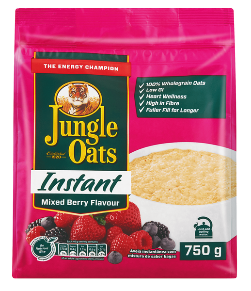 Jungle Oats Instant Mixed Berry Flavour Pouch 750g