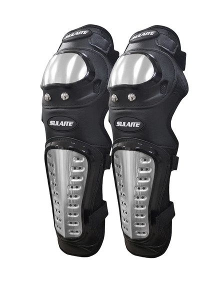 Stainless Steel Motorcycle Knee Shin Guards Protector A pair