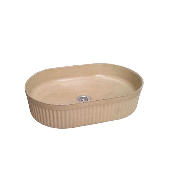 The Triton Sandstone 50.5 x 32 x 12cm Bespoke Ribbed Concrete Sink
