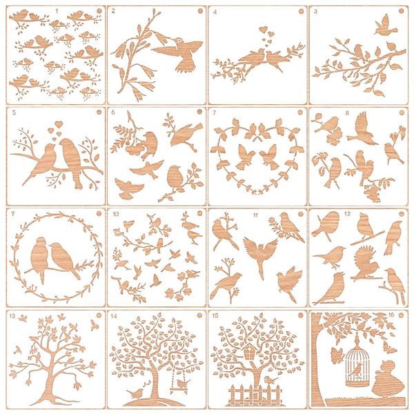 Craft Stationery Wild Bird Mandala Stencils Set of 16(15cm)