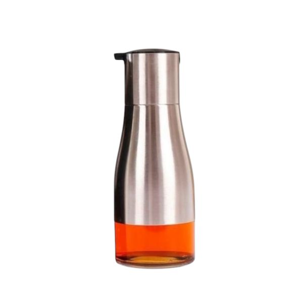 Stainless Steel &amp; Glass Oil Bottle - 320 ml Non-Drip Dispenser