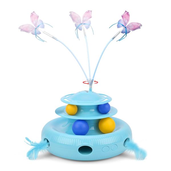 Cat Toys, 4-in-1 Rechargeable Automatic Interactive Cat Toy with Butterfly
