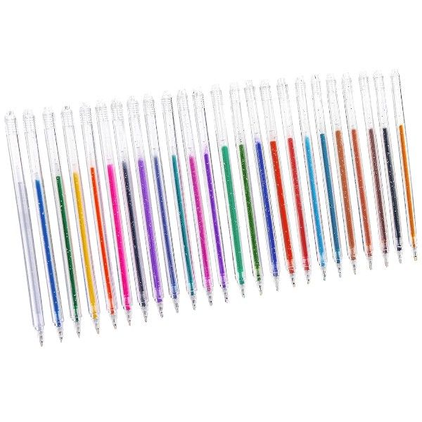 24 Piece - Waterproof Glitter Gel Pens With Smooth 1.00mm Tip - Multicolor