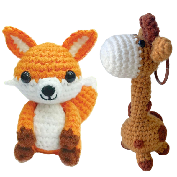 TUFT CROWD - 3D Fox and Giraffe Crochet Kit, 3D Crochet Kit, Knitting Kit