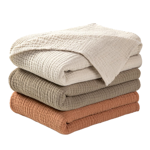 OQIMAX 3 Pack Muslin Swaddle Blanket Baby - Cotton Baby Receiving Blanket
