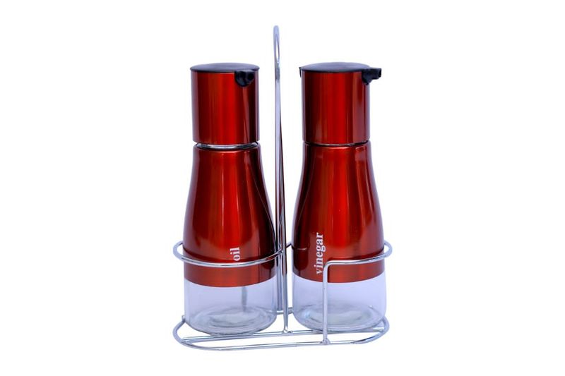 Zamudi Oil and Vinegar Dispenser with Metal Stand