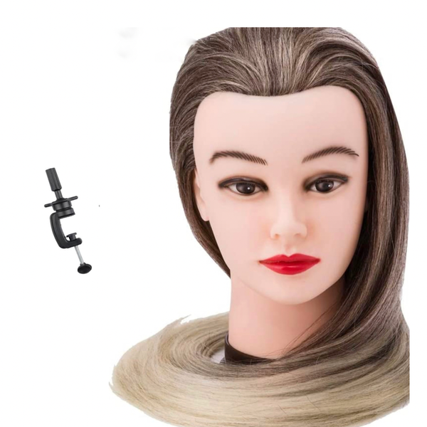 Hair Training Mannequin Head Cosmetology Doll Practice with Clampstand