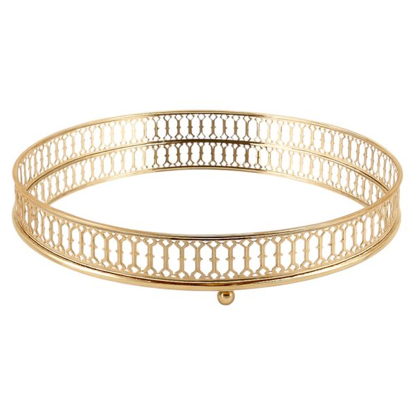 Elegant Decorative Round Tray With Mirror Base