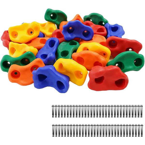 35 Pieces DIY Kids Rock Climbing Wall Holds Grips-Cement Wall Screws
