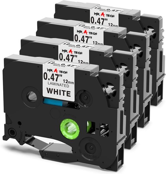 MR A TECH Label Tape 12mm Compatible with Brother TZ-231 - Black-White x 4