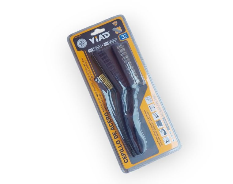 YIAD 3-Piece Wire Brush Set - Brass, Steel &amp; Nylon for Cleaning
