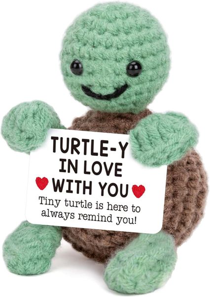Mini Funny Positive Turtle Gifts Small Handmade Crochet Animals Cute Stuff