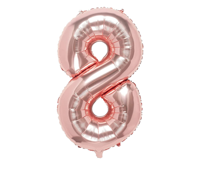 Rose Gold Number 8 Foil Balloon 40 Inch/101cm Helium Kids Adult Party Decor
