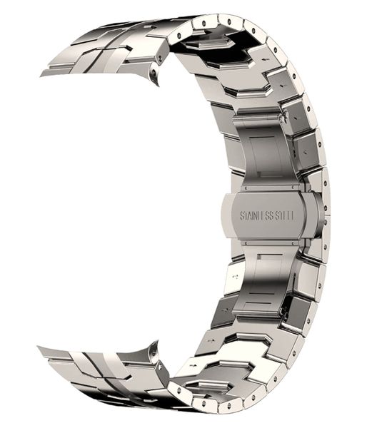 Stainless Steel Link Strap With Butterfly Clasp Compatible with Apple Watch - Starlight