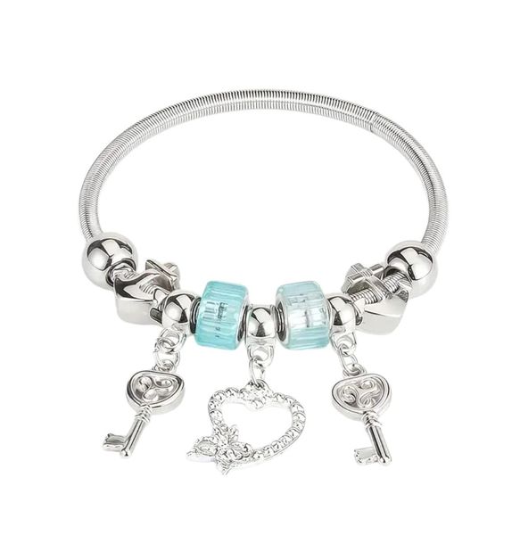 Charming Lake Blue Heart &amp; Butterfly Bracelet