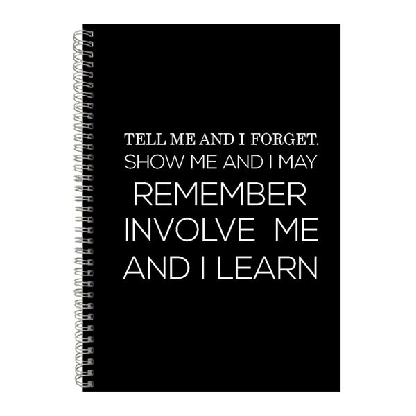 Learn A4 Notebook Spiral Lined Motivational Saying Graphic Notepad Gift 154