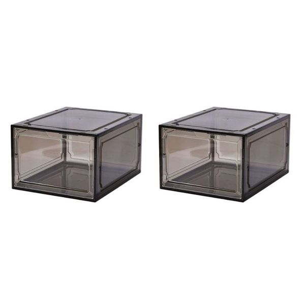 Stackable Shoe Storage Box Organizer - Set of 2 White