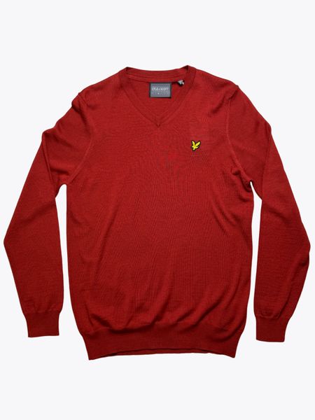Lyle &amp; Scott Heritage Burgundy V-Neck Sweater - Men's Premium Knitwear