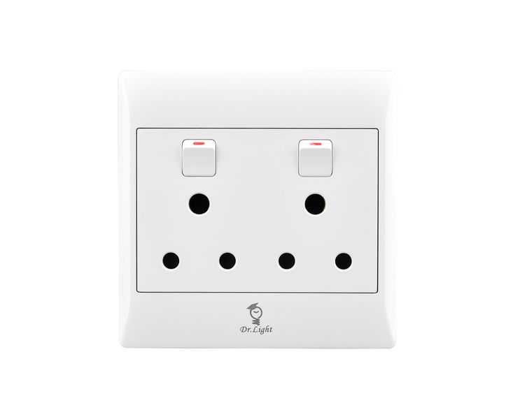 DrLight White Double Wall Socket (4X4) -16A 250V
