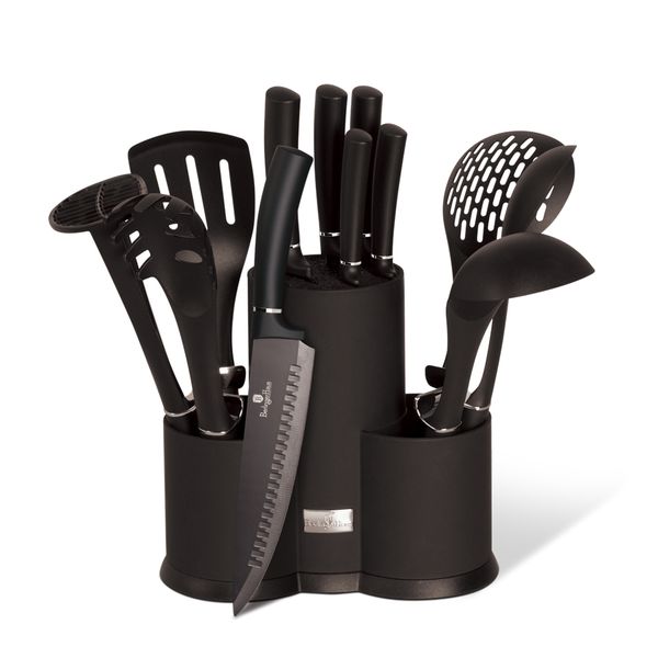 Berlinger Haus 12 Piece Knife and Kitchen Tool Set - Black Silver Edition