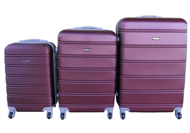 3-Piece ABS Luggage Set - Lightweight Spinner Suitcases (Burgundy)
