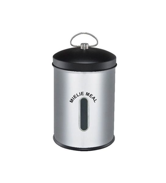 Stainless Steel 5Litre Storage Canister Black Lid - Mielie Meal