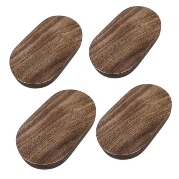 4-Pack Wooden Oval Display Base - Brown - 14 x 7cm