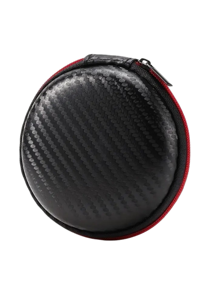 Round Black &amp; Red Headset and Data Cable Storage Case