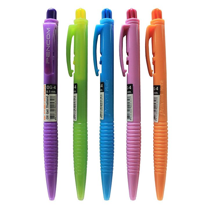 Pencom - OG4 Pastel Oil Gel 1.0mm Blue Retractable Pen (Pack of 5 ...