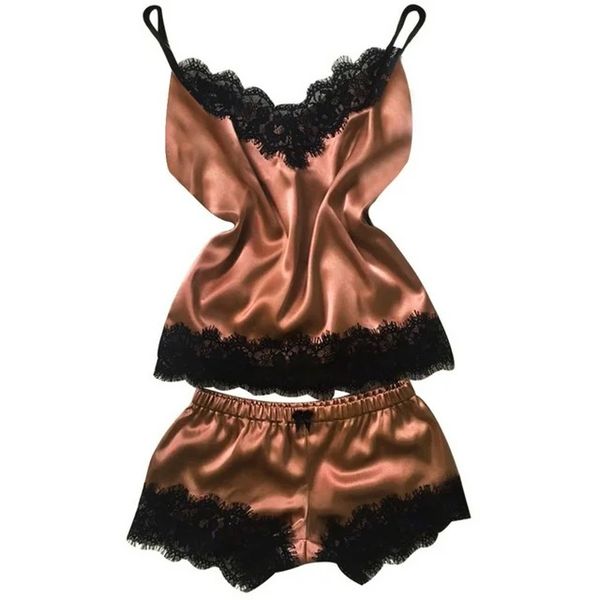 Women's 2-Piece Lace Mesh Pyjama Set - Soft &amp; Breathable Sleepwear