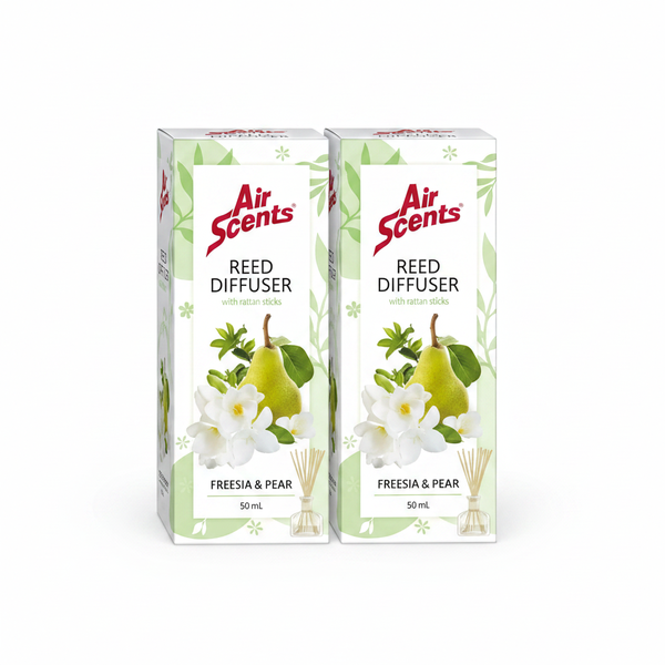 Air Scents Reed Diffuser Freesia &amp; Pear 50ml - Long-Lasting Aroma - 2 Pack
