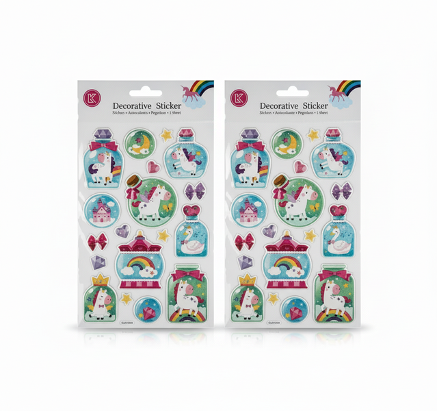 Unicorn Sticker with Embossed Foil Outline - 3cm Self-Adhesive - 2 Pack