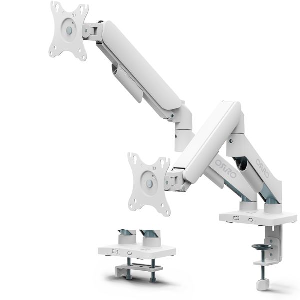 ORRO Home Gen 2 White Dual Monitor Arm Mount - VESA Desk