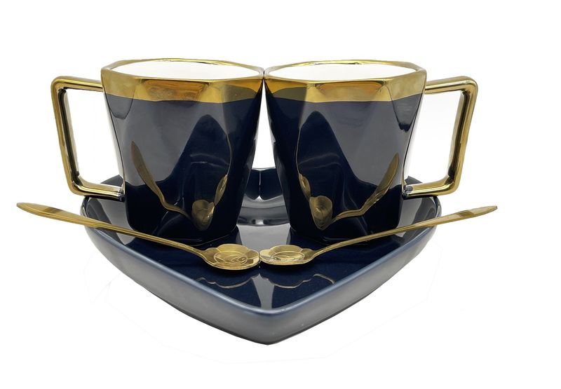 Elegant King 5-Piece Diamond Shape Tea &amp; Coffee Mug Set - Black Rose