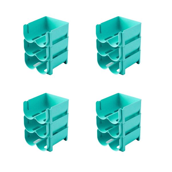 12 Piece Of Stackable Refrigerator Beverage Bottle Shelf Storage Holder Set