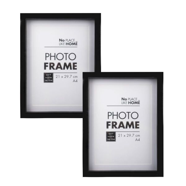Shadow Box Picture Frame or Certificate A4 Size - Set of 2 - Black