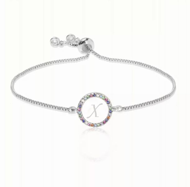 S &amp; C Luxury Pearly Personalised Alphabet Initial Letter Bracelet - Silver